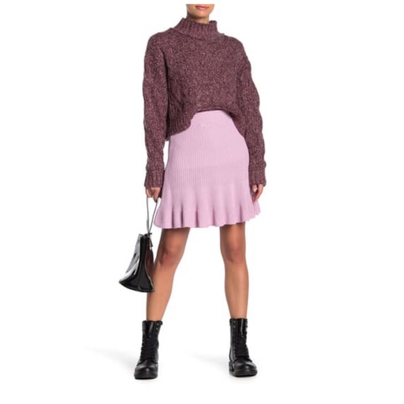 Free People Dresses & Skirts - Free People Solid Gold Ribbed Sweater Mini Skirt